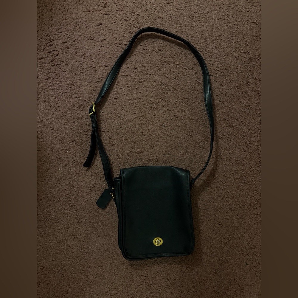 Black leather crossbody bag